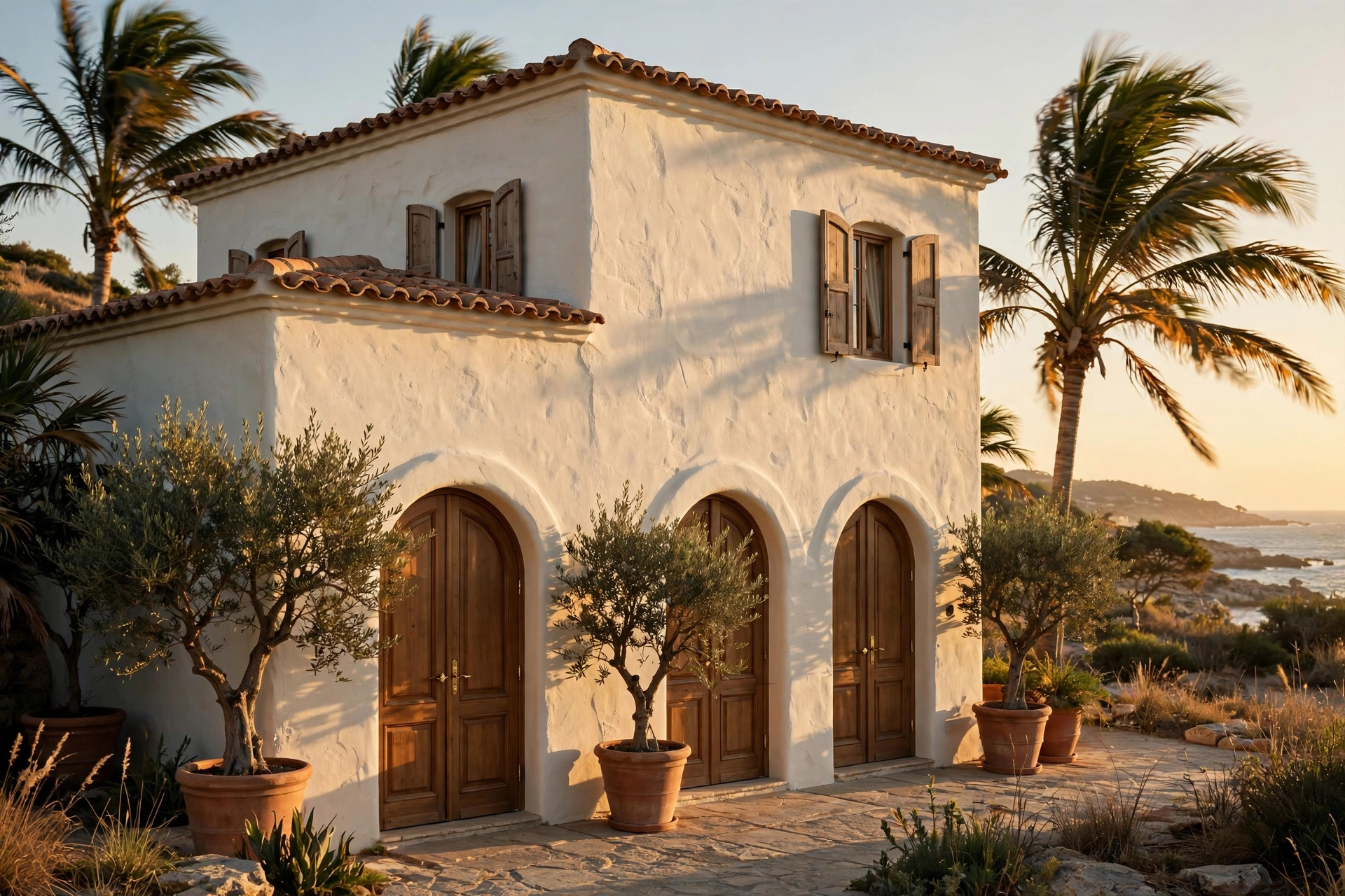 Casa Brisa facade at golden hour