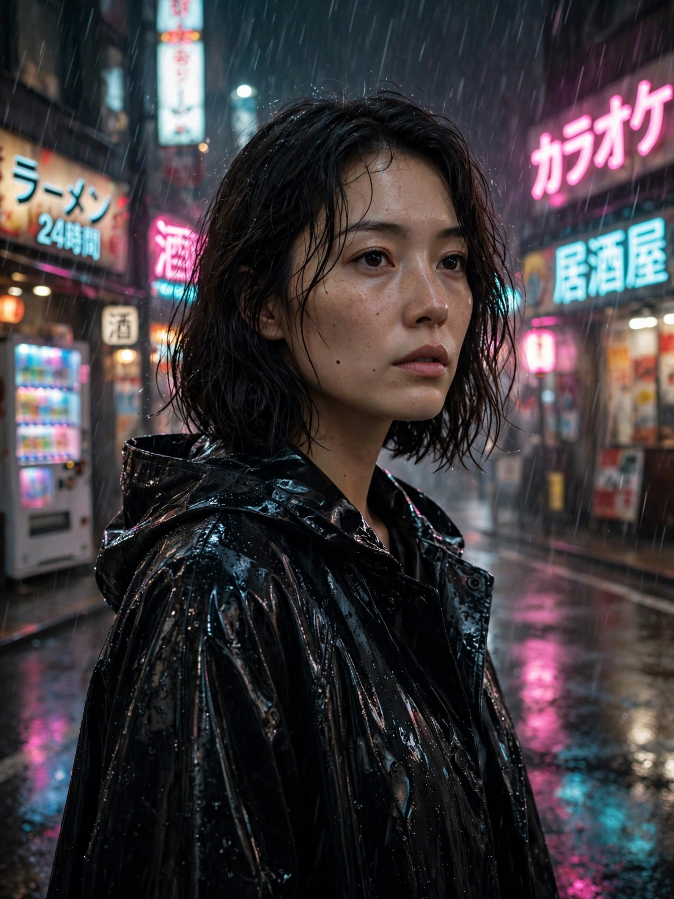 Neon Rain, Tokyo Midnight — Cinematic Street Portrait Prompt preview 1