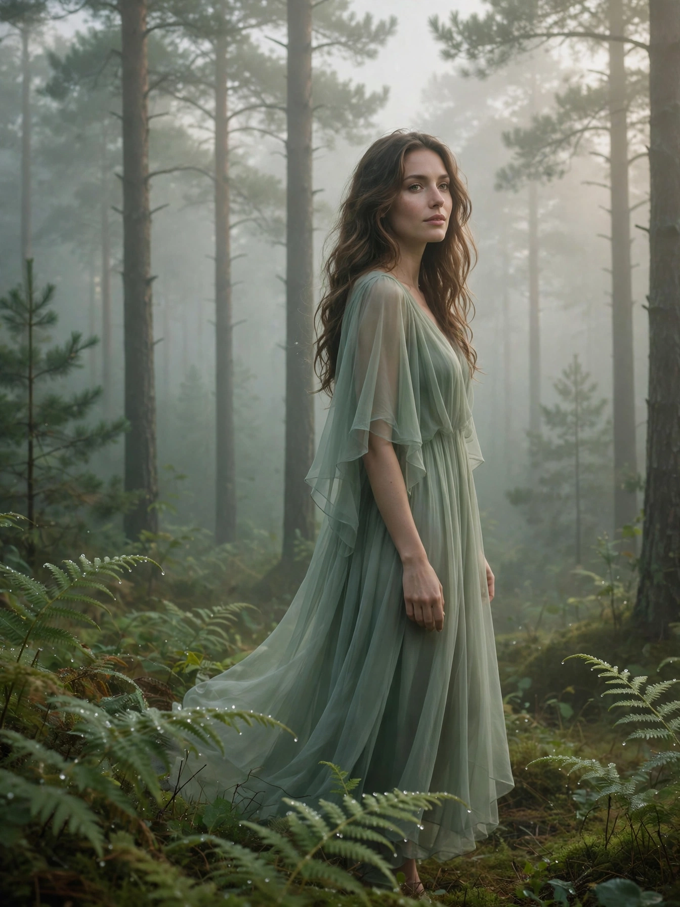 Misty Pines at Dawn — Ethereal Forest Portrait Prompt preview 1