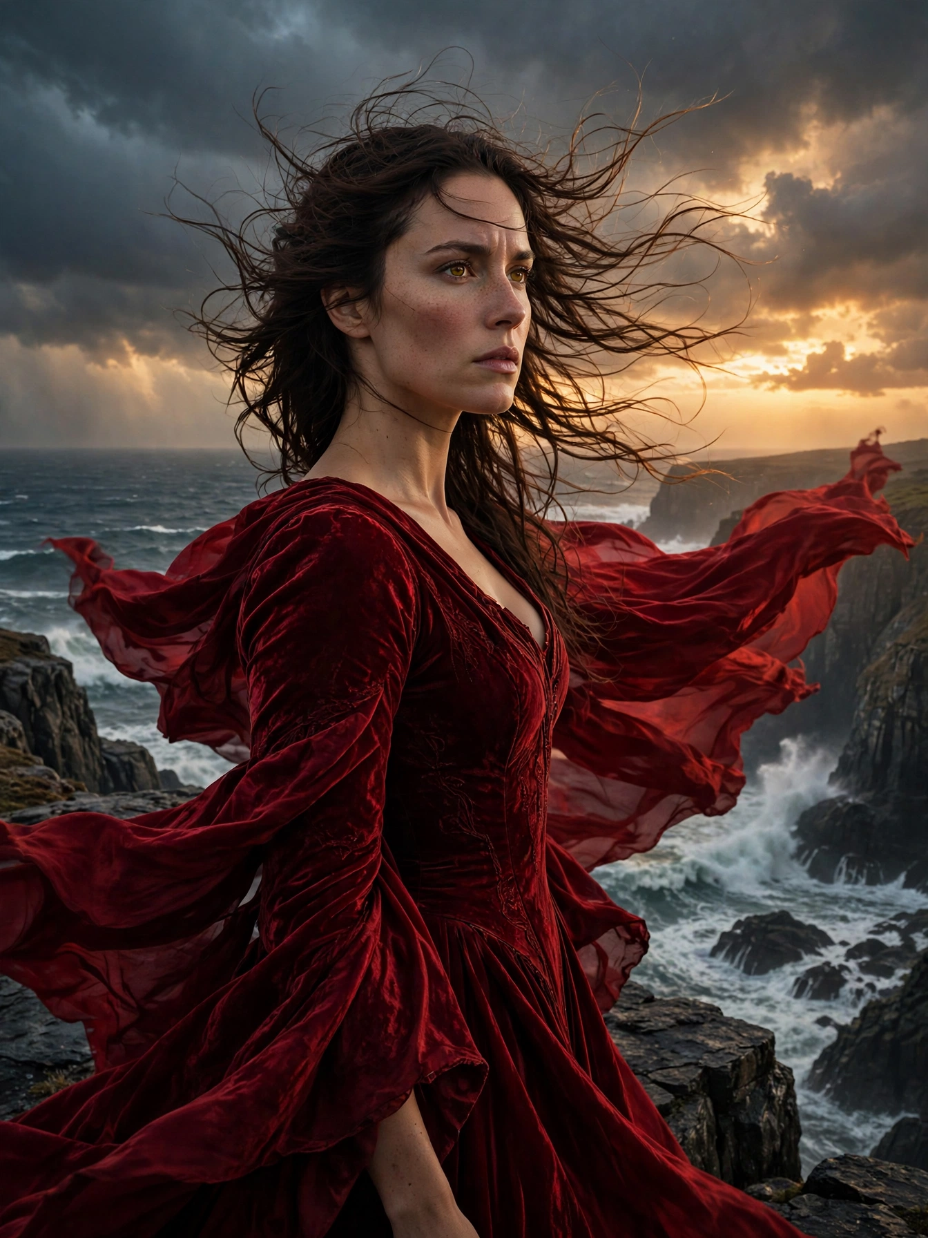 Crimson Cliff — Dramatic Ocean Portrait Prompt preview 1
