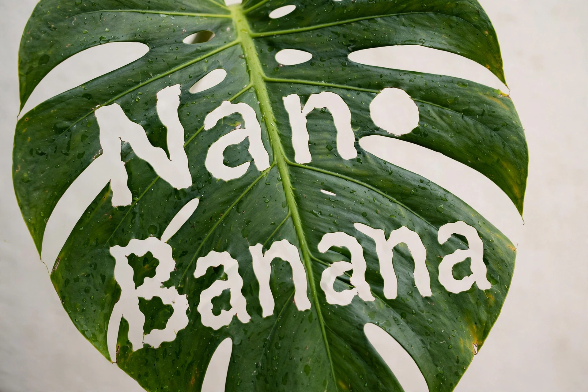 Nano Banana 2.1 Monstera Leaf Typography Photo preview 1
