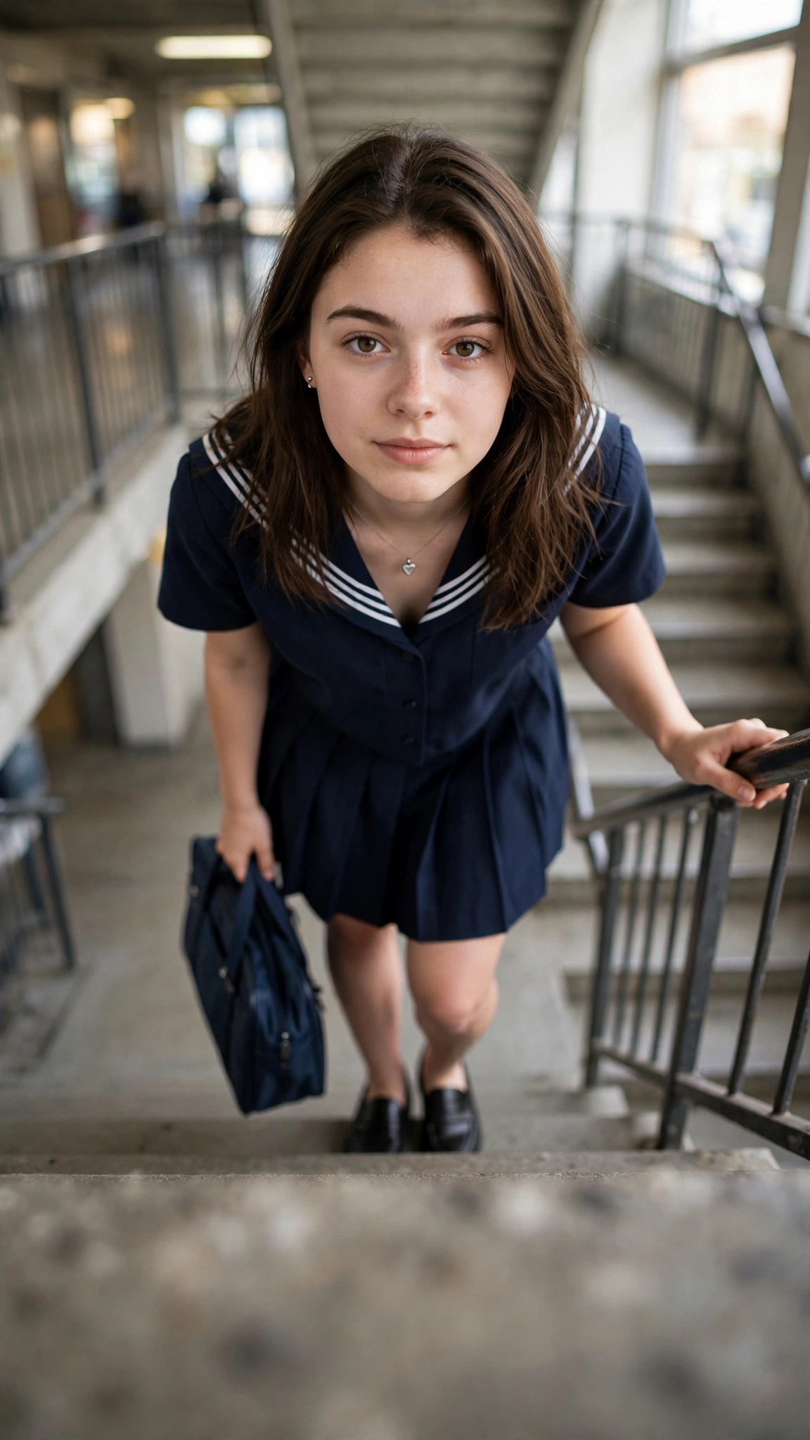 ChatGPT Mira Ellison Stairwell Snapshot Portrait preview 1