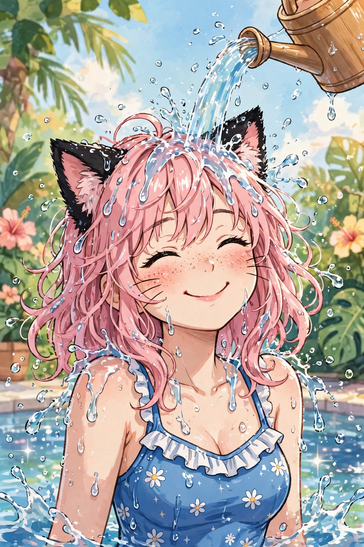 Grok Cat Ears Swimsuit Illustration preview 1