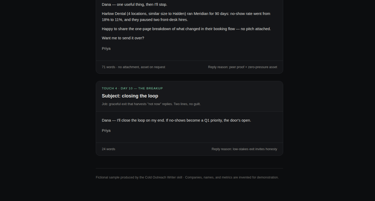 Cold Outreach Writer preview 3